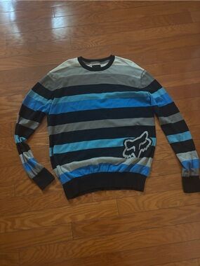 Fox Striped Knit Kids Bottoms in Blue, Black and Gray